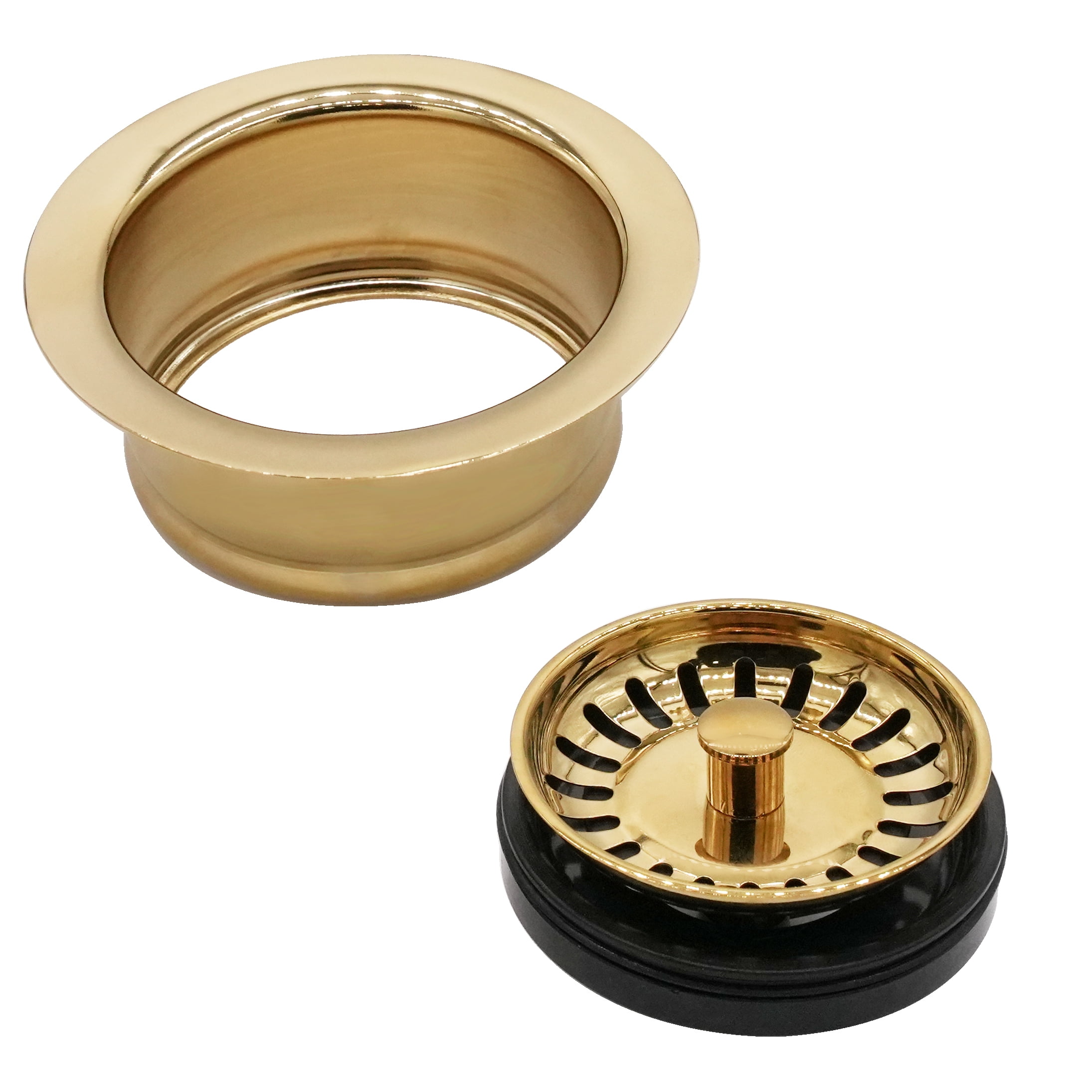 Westbrass COMBO PACK 3-1/2" Post Style Sink Strainer and Extra-Deep Waste Disposal Trim, Polished Brass