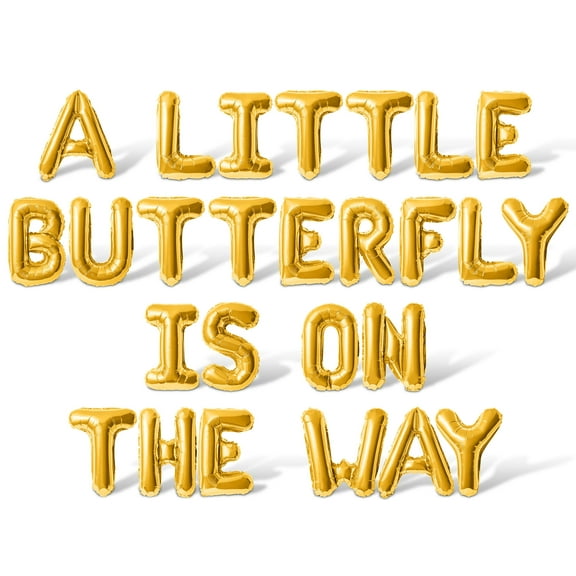 Letter Balloons - A LITTLE BUTTERFLY IS ON THE WAY 16" Inch Alphabet Letters Foil Mylar Balloon Baby Shower Party Banner (Gold)