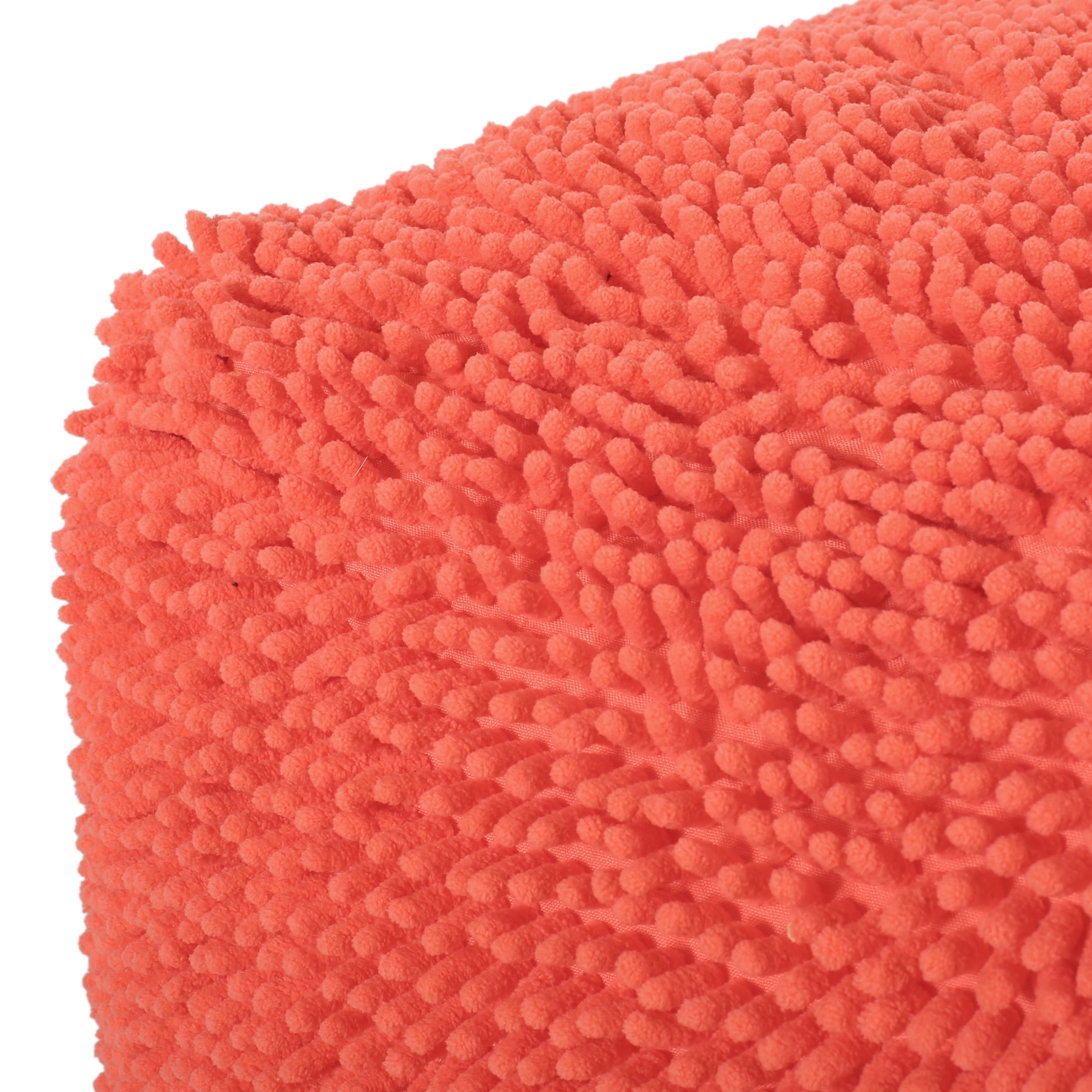 Noble House Cube Solid Plush Fabric Poufs, Orange