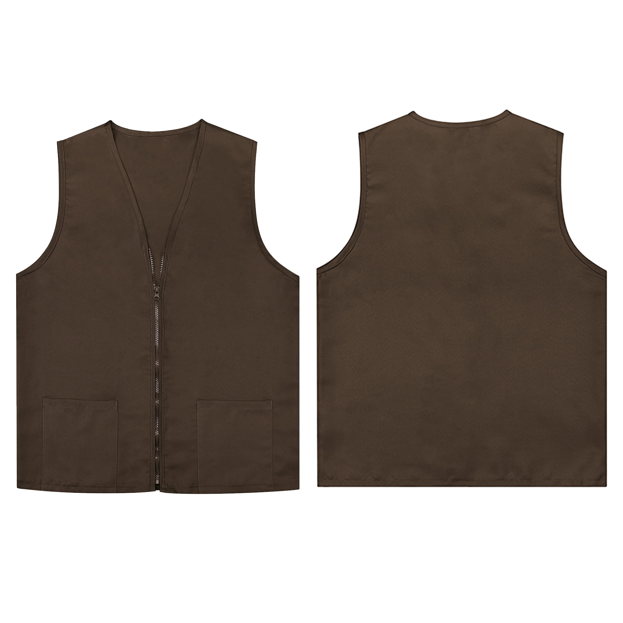 TOPTIE 5 Pack Volunteer Vest Waiter Bartender Work Uniform, Supermarket Clerk Workwear-Coffee-L