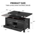 thumbnail image 4 of Lift Top Coffee Table, 39.4" Multi-Function Convertible Coffee Table with 4 Storage Drawers & Hidden Compartment, Wood Center Table for Living Room, Dining Room, Home Office, Black, 4 of 7