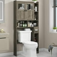 thumbnail image 1 of Vabches Over The Toilet Storage Cabinet,Freestanding Bathroom Toilet Rack with Glass Doors and Adjustable Shelves for Restroom, Bathroom, Laundry,Gray, 1 of 6