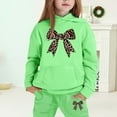thumbnail image 2 of shqvoGirlss Sweatsuit Size 7-8 Bow Print Tracksuit 2 Piece Sweat Suits Long Sleeve Solid Color Hooded Sweatshirt and Jogging Pant Kids Outfits, 2 of 4