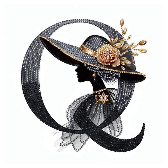 5D DIY Diamond Painting Kit Elegant Lady Letter Q Special Shape Creative Diamond Craft Suitable for Home and Office Decor, Festive Gifts