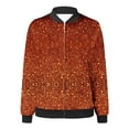 thumbnail image 4 of Hvot&aat Bomber Jacket Women Sequin Print Long Sleeve Open Front Zipper Cardigan Casual Vintage Baseball Jacket, 4 of 4