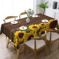 thumbnail image 2 of Sunflowers Rectangle Tablecloth Garden Sunflower Wooden Board Table Cloth Dining Table Cover for Home Kitchen Restaurant Party Buffet Picnic 60 x 84 Inch, 2 of 7