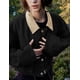 thumbnail image 5 of Chaqueta Megfie para mujer, cuello corto en contraste, color negro utilitario, 5 of 5