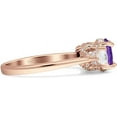 thumbnail image 5 of Trilogy Ring Round Pear Teardrop Amethyst Cubic Zirconia Rose Tone 925 Sterling Silver, Size 5, 5 of 7