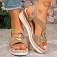 thumbnail image 6 of HomeDM Women's Wedge Sandals Espadrilles Platform Open Toe Ankle Strap Comfort Wedges Heels Summer Beach Shoes, Khaki Size 7.5, 6 of 9
