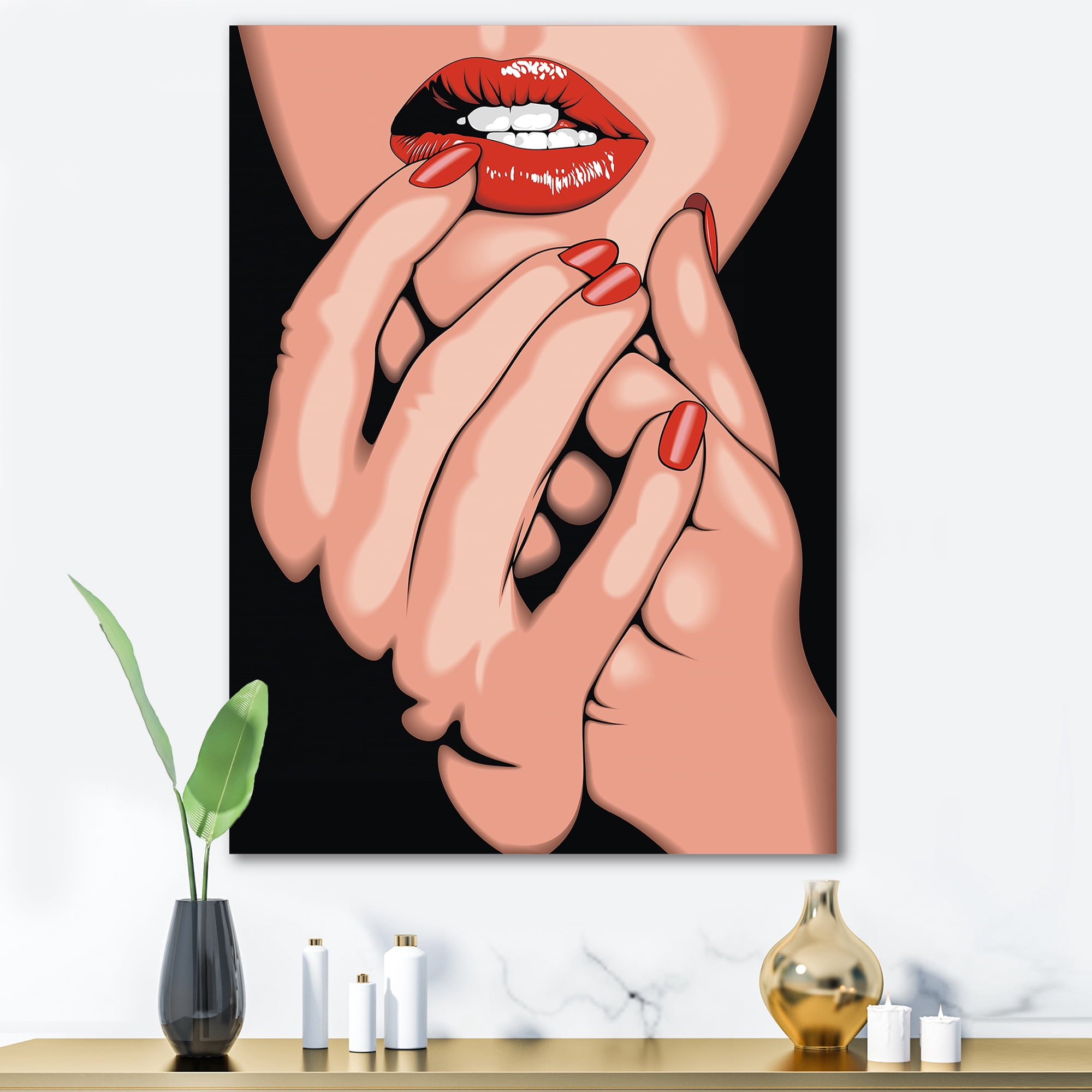 Designart ' Portrai Of A Young Modern Girl ' Modern Canvas Wall Art Print