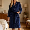 thumbnail image 2 of FAIWAD Women's Plush Bath Robe Fluffy Fleece Wrap Robe with Pockets 3/4 Sleeve Lounge Wear, 2 of 7