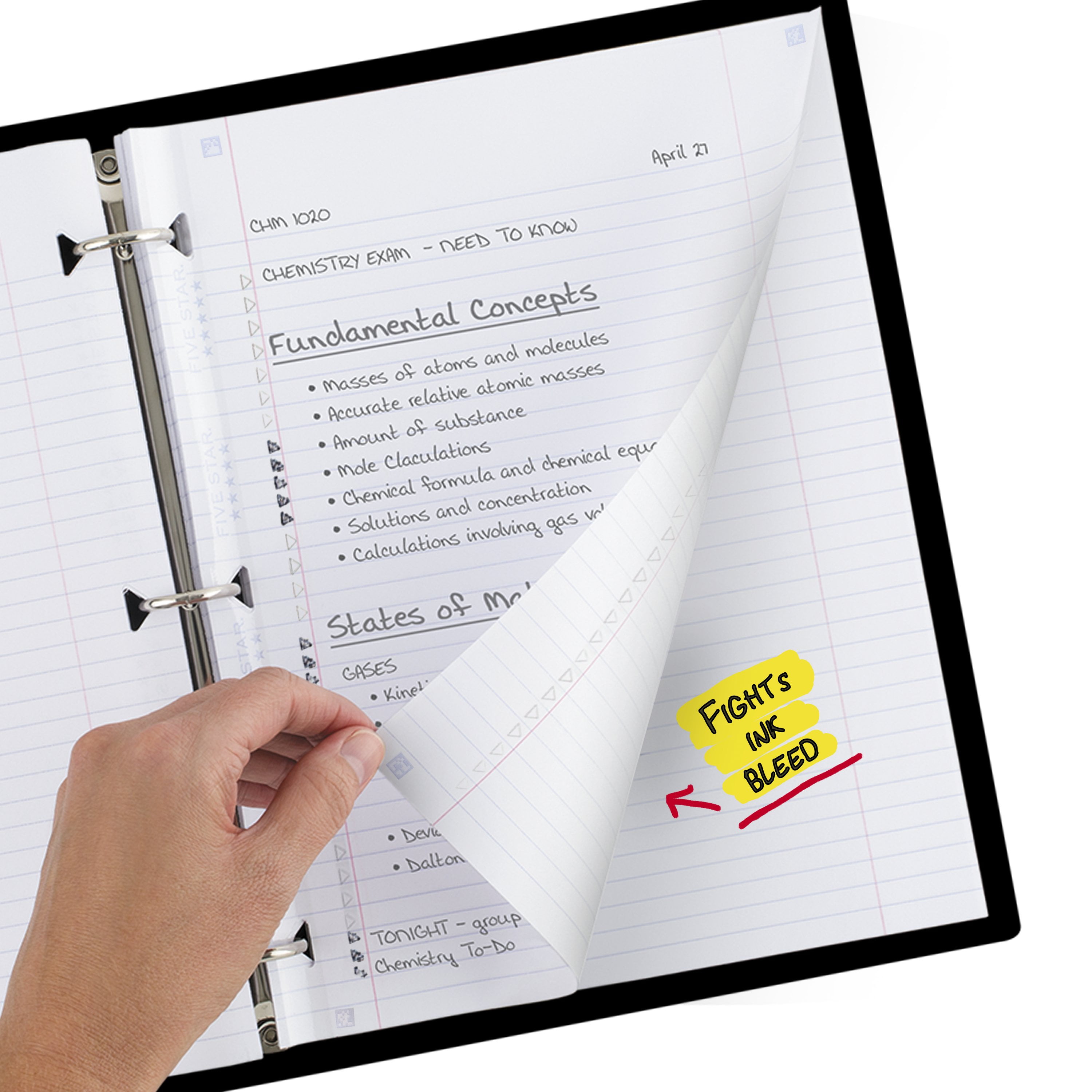 Five Star Reinforced Filler Paper Plus Study App, College Ruled, 8 1/2" x 11", 80 Sheets/Pack