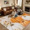 thumbnail image 2 of Area Rugs 5'x7', Orange White Pumpkin Fall Carpet Runner Indoor Outdoor Rugs Home Decor Aesthetic, Thanksgiving Eucalyptus Rustic Non Slip Mats Washable Accent Rug for Living Room Bedroom, 2 of 8