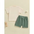 thumbnail image 6 of Jaweiwi Toddler Boys Summer Outfits 6 12 18 24Months 2T 3T Letter Print Short Sleeve T-Shirts Tops Elastic Waist Shorts 2Pcs Clothes Set, 6 of 9