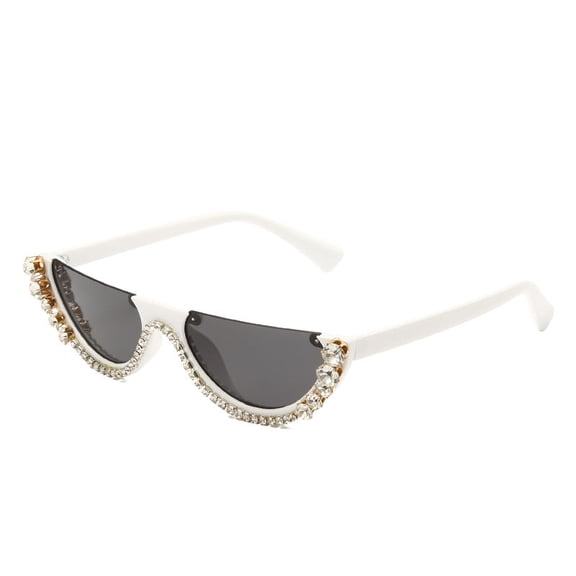 Rhinestone Half Frame Sunglasses For Women With Diamonds UV400 Protection Vintage Style