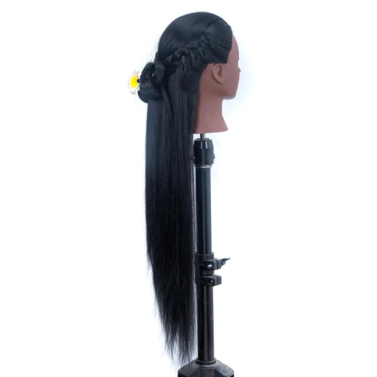 YK 26" Multicolored Synthetic Fiber Hair Mannequin Head with Clamp Stand - Cosmetology Doll Head