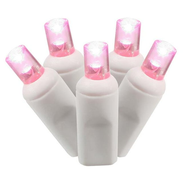 LED Extrémité de Fil Blanc Reliant 6 Po Espacement 25 Pieds de Long Ensemble de Lumière avec des Lumières Roses