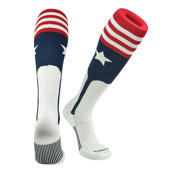 MK Socks PREMIUM Knit Baseball Softball USA Star Stirrup Knee high Socks (XS)