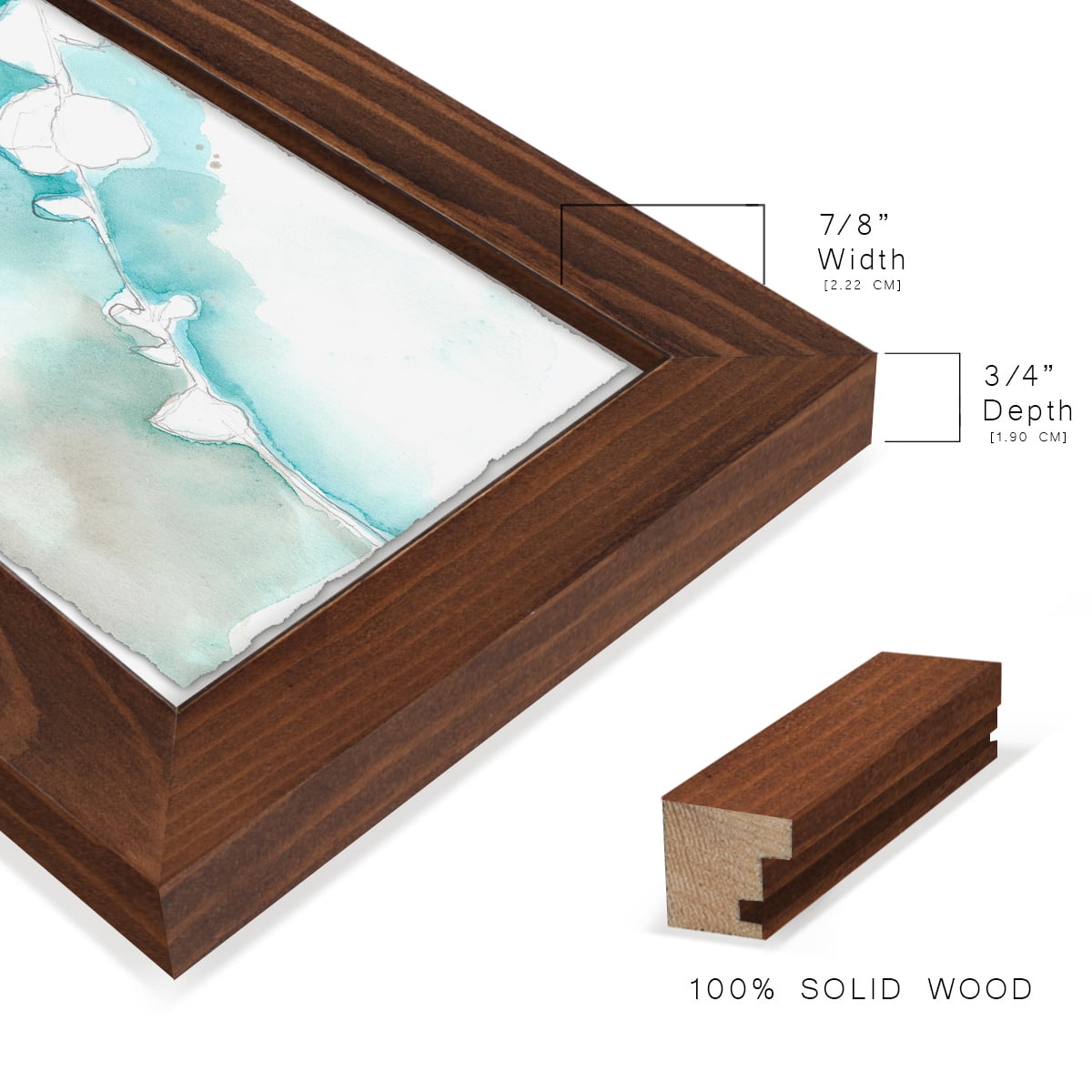 Ginkgo on Dusty Teal VII - Framed Print w/glass - Chestnut
