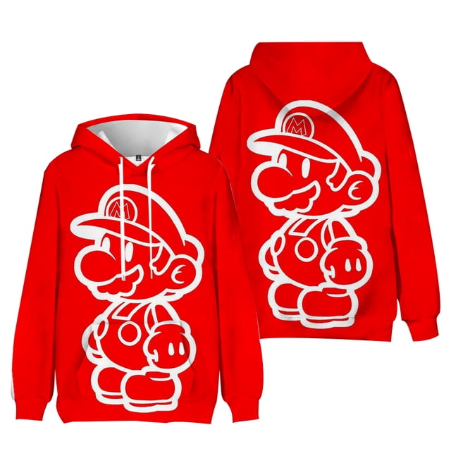 Super Mario Bros. Super Mario Mario Sudadera con capucha informal Ropa para niñas 2024 Nueva ropa de otoño para niños Ropa para niños