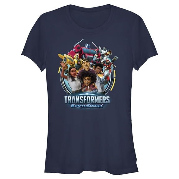 Junior's Transformers: EarthSpark Group Portrait Graphic Tee Navy Blue Large