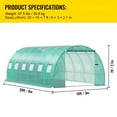 thumbnail image 6 of VEVOR Walk-in Tunnel Greenhouse Galvanized Frame & Waterproof Cover 20x10x7 ft, 6 of 9