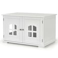 thumbnail image 2 of Gymax Enclosure Cat Litter Box with Divider, Large, Wooden, White, 2 of 10