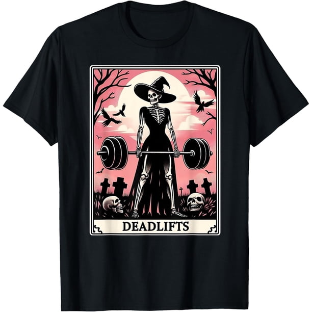 Camiseta divertida de Halloween con tarot y peso muerto para gimnasio, entrenamiento oculto