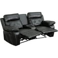 thumbnail image 2 of Emma + Oliver Black LeatherSoft 2-Seat Reclining Theater Unit-Curved Cup Holders, 2 of 4