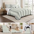 thumbnail image 6 of Queen Quilt Set 90''x96'', Green Stripe Lightweight Summer Bedspread Coverlet Set with 2 Pillow Shams, Modern Farmhouse Geometric Striped Breathable All Season Quilt Bedding for Bedroom/Guest Room, 6 of 9