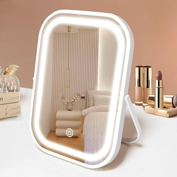Espejo de maquillaje YEKKOPT Travel con luces, batería de 1200 mAh