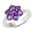 thumbnail image 2 of Round Natural Amethyst 925 Sterling Silver Floral Cocktail Valentines Day Gifts Ring, 2 of 3