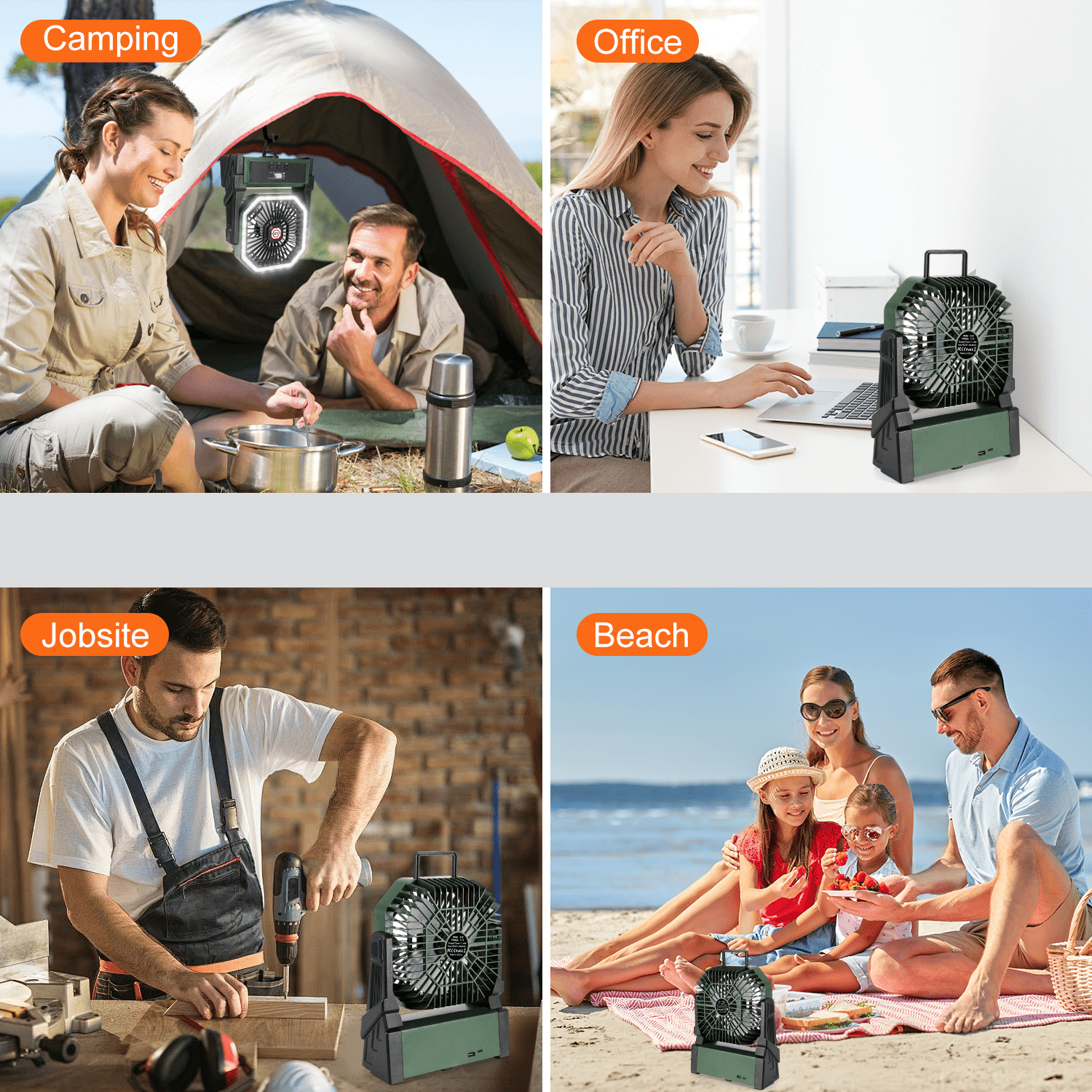 Henotian Camping Fan,Portable Fan for Travel, 20000mAh Rechargeable Desk fan, Battery Operated Fan with Hanging Hook for Tent,Office,Travel,Fishing,Picnic