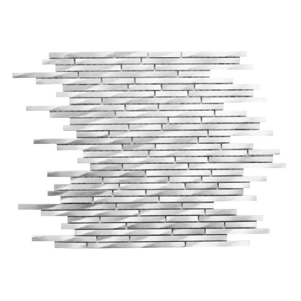 The Tile Life Mason Sleek Brick 12" x 12" Sky Brushed Metal Mosaic Wall Tile, 1 Sheet