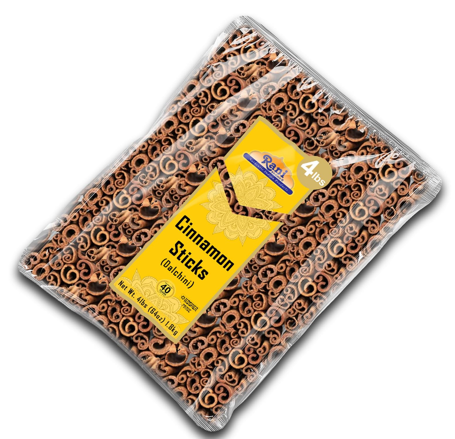 Rani Cinnamon Sticks 64oz (4lbs) 1.81kg Bulk Bag - 350-400 Sticks - Strong Aroma, Perfect for Baking, Cooking & Beverages | 3+ Inches Length - Cassia Saigon Cinnamon from Vietnam | Kosher