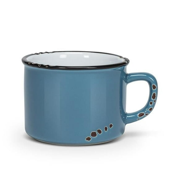 Abbott Collection AB-27-ENAMEL-CAP-DENIM 2.5 in. Enamel Look Cappuccino Mug, Denim Blue