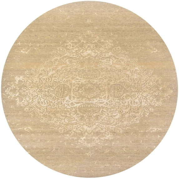 Ahgly Company Indoor Round Mid-Century Modern SandyBrown Oriental Area Rugs, 5' Round