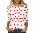thumbnail image 3 of Meichang Valentine's Day Tops for Women Heart Graphic Shirts 3/4 Sleeve Crew Neck Romantic Holiday Tees, 3 of 6