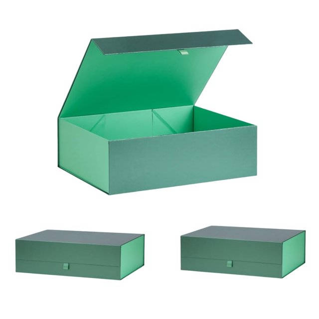 Caja de regalo PLINJOY extra grande, verde, 42 x 36 x 14 cm, paquete de 3