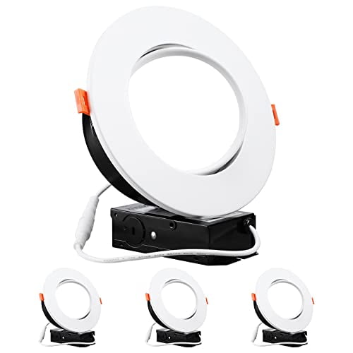 TORCHSTAR 6 Inch Gimbal LED Recessed Lighting with Junction Box, 13.5W IC Rated Air Tight Directional Swivel Downlight, CRI90+ Dimmable Canless LED Recessed Light, 5000K, ETL, Energy Star, Pack of 4