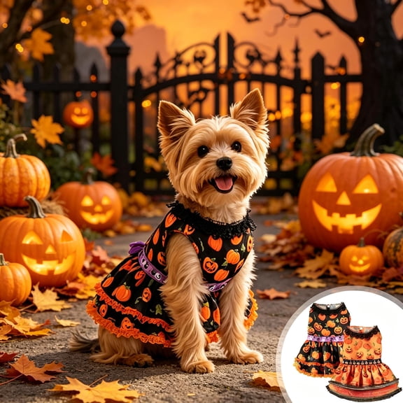 Halloween Dog Hoodie For Small Medium Dogs, Pumpkin Designs, Funny Pet Halloween Clothing For Puppy Kitty Hooded Jumpsuit, Windproof Puppy Halloween Costume for Dogs Party Holiday Outfit