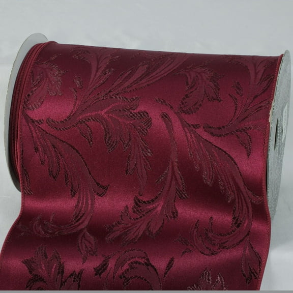 The Ribbon People Burgundy Red Floral Wired Craft Ribbon 8" x 20 Yards