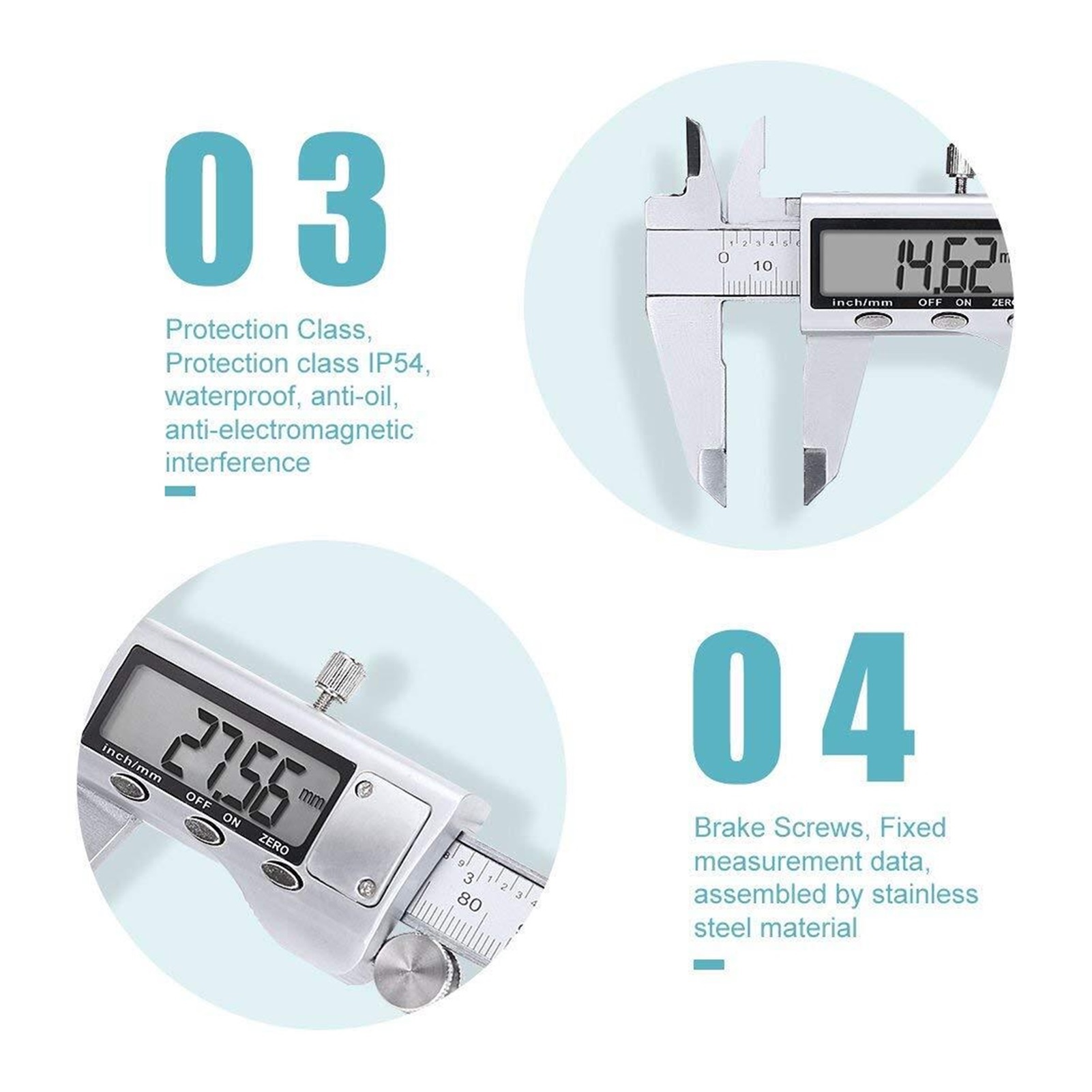 Metal Caliper 150/200/300MM Stainless Steel Electronic Digital Vernier Caliper Micrometer Measuring Tool Caliper ,Easy to Operate