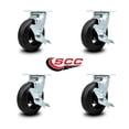 thumbnail image 2 of 6 Inch Rubber on Steel Swivel Caster Set with Roller Bearings and Brakes SCC, 2 of 2