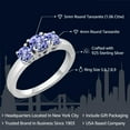 thumbnail image 2 of Gem Stone King 925 Sterling Silver Blue Tanzanite Engagement Ring | 1.06 Cttw | Round 5MM and 4MM | Gemstone Birthstone | Three Stone Wedding Engagement Anniversary Promise Ring for Women, 2 of 6