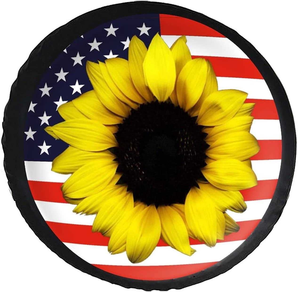 Sunflower American FlagSpare Tire Cover PVC Leather Wheel Protectors  Weatherproof Universal Dust-Proof for Trailer Rv SUV Truck Camper Travel  Trailer Accessories 15 Inch