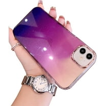 Compatible with iPhone 11 Case for Women Girls,Luxury Shiny Fashion Gradient Glitter Bling Cute Clear Acrylic Plate Shockproof Case for iPhone 11(Gradient Purple)