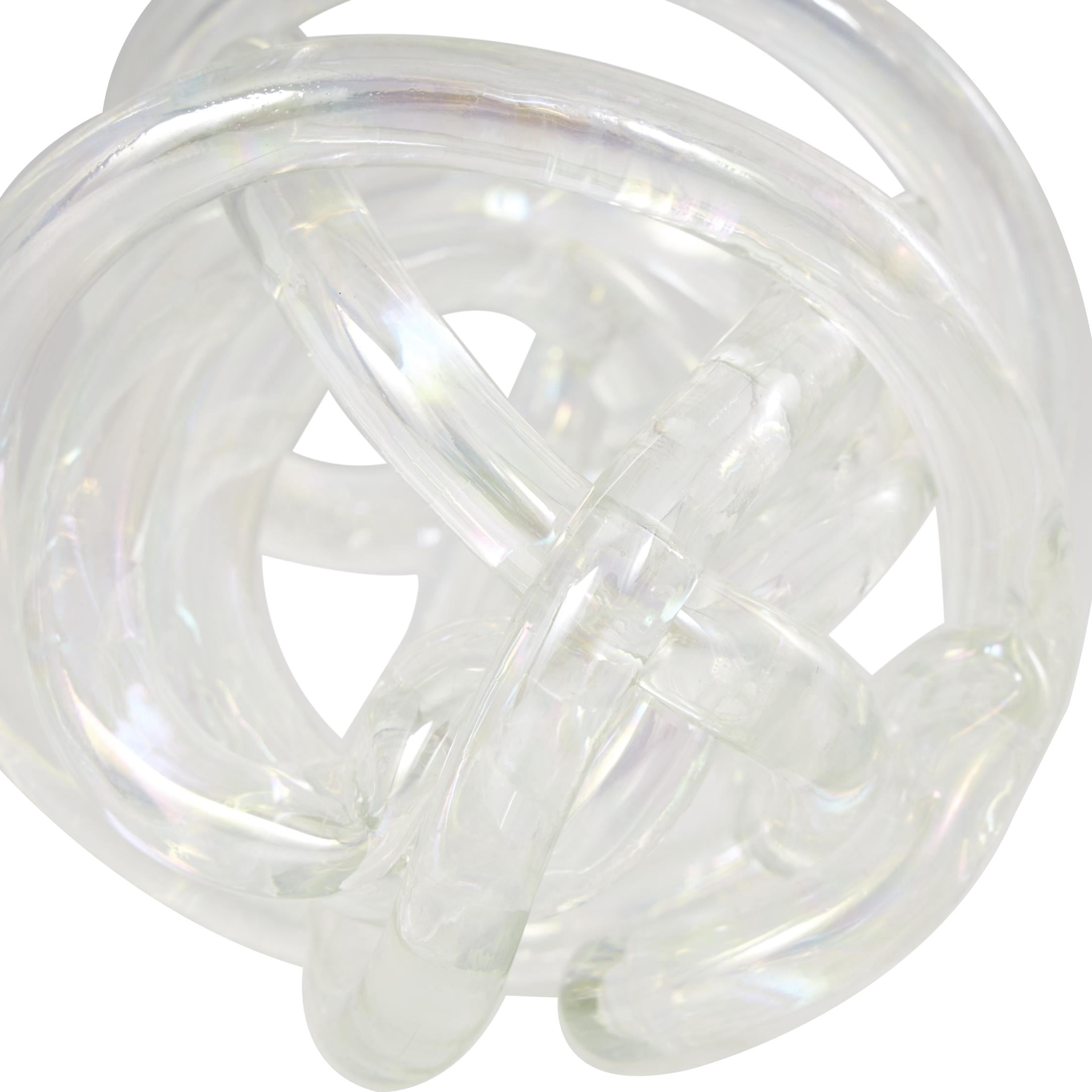 5", 4", 4"W Clear Glass Knotted Ball Knot Sculpture, by DecMode (3 Count)
