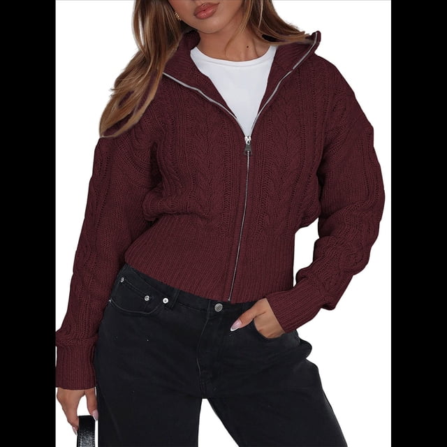 Sudaderas con Cremallera para Mujer, Conjuntos Casuales, Cárdigan, Ropa de Abrigo, Chaquetas de Invierno de Moda, Abrigos. Vino Tinto S