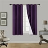 (SSS) 2-PC Purple Solid Blackout Room Darkening Panel Curtain Set, Two (2) Window Treatments of 37  Wide x 63  Length Each Panel